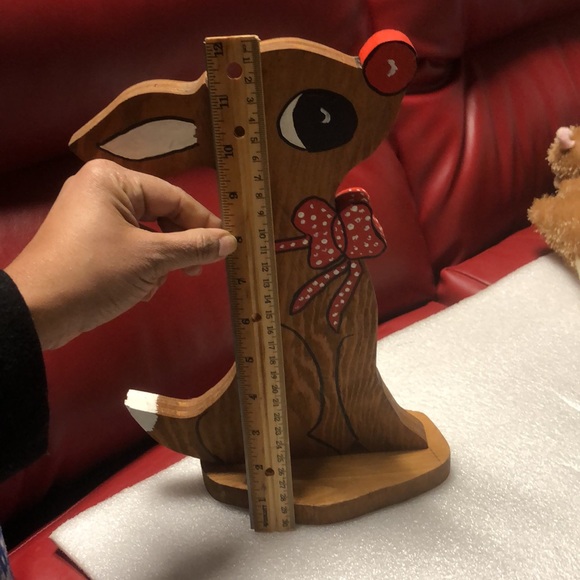 Vintage wooden Red nose Reindeer - Picture 4 of 14